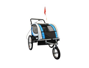 Fietskar Kinderwagen 2-zits Blauw - 35% Korting