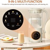 Notenmelkmaker 1,4L, Automatische Sojamelkmaker, met Vertragingsinstelling, Zelfreinigend, LED-scherm, voor het Maken van Zelfgemaakte Plantaardige Melk