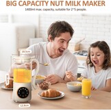Notenmelkmaker 1,4L, Automatische Sojamelkmaker, met Vertragingsinstelling, Zelfreinigend, LED-scherm, voor het Maken van Zelfgemaakte Plantaardige Melk