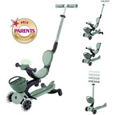 Globber - GO•UP Baby 360 Lights – schaalbare step met 3 wielen met zitting en rugleuning, voor kinderen van 15 maanden tot 6 jaar, saliegroen