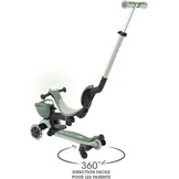 Globber - GO•UP Baby 360 Lights – schaalbare step met 3 wielen met zitting en rugleuning, voor kinderen van 15 maanden tot 6 jaar, saliegroen