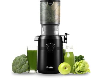 Fretta Slow Juicer - 108mm vulopening - 200W - BPA-vrij - Zwart