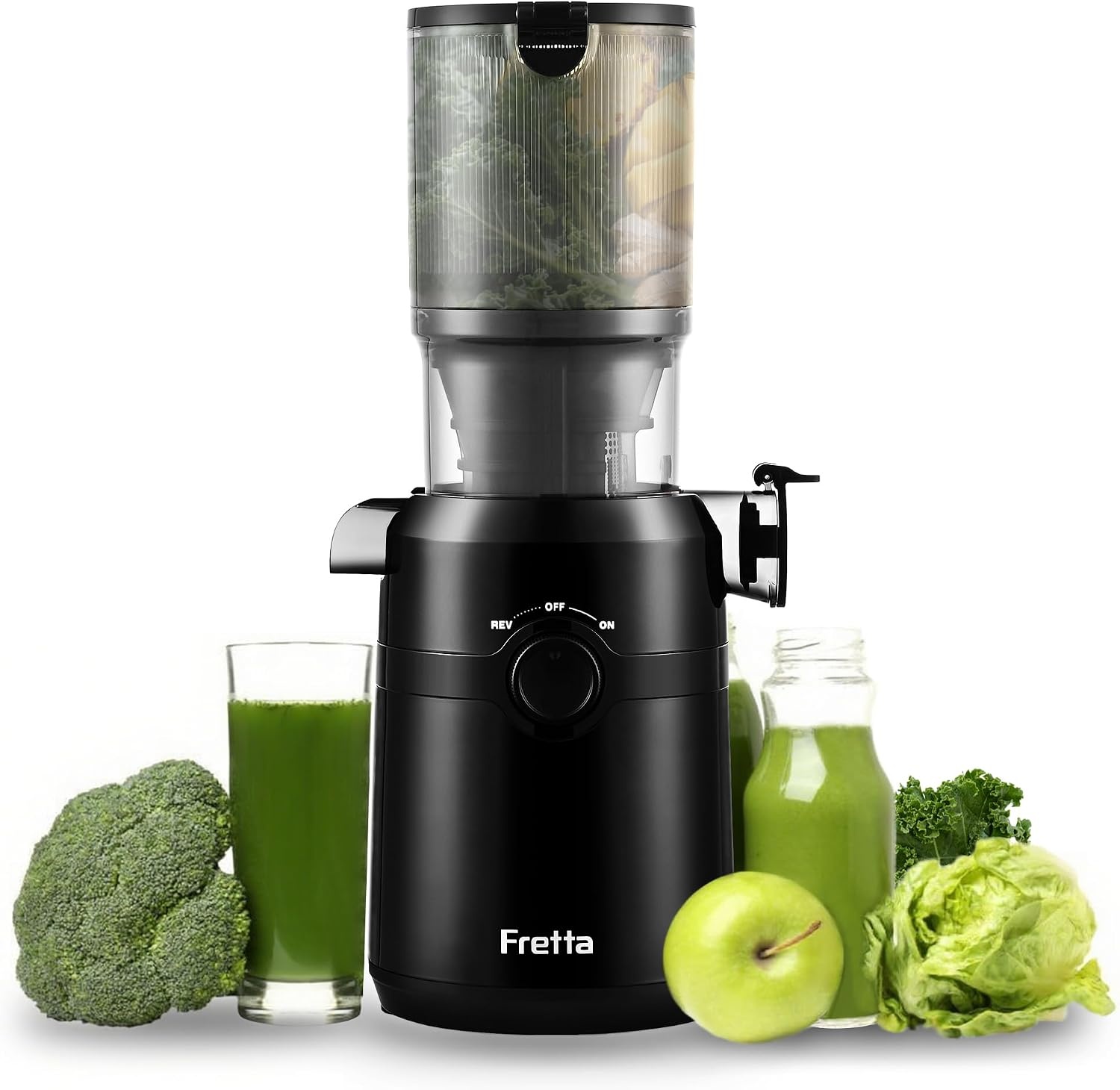 Fretta Slow Juicer - 108mm vulopening - 200W - BPA-vrij - Zwart