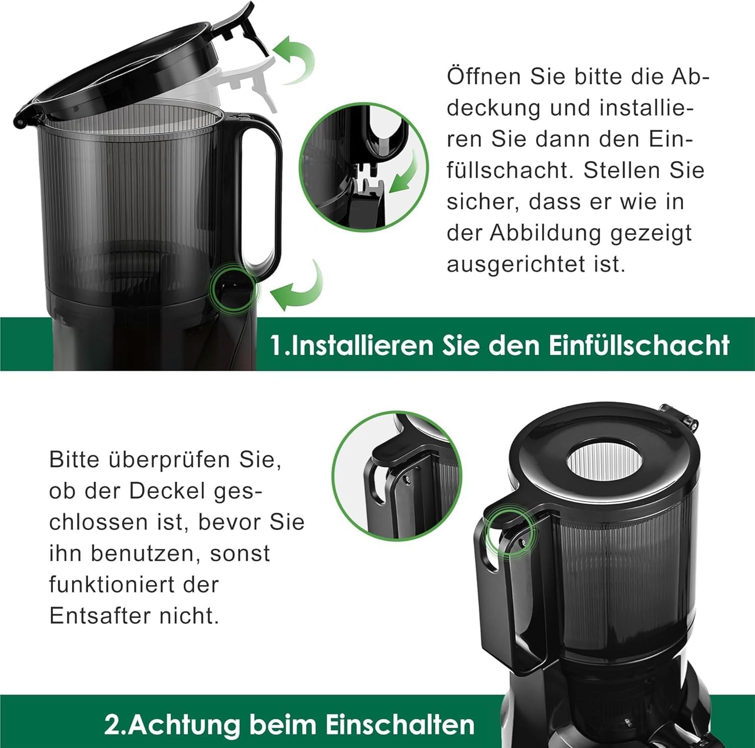 Fretta Slow Juicer - 108mm vulopening - 200W - BPA-vrij - Zwart