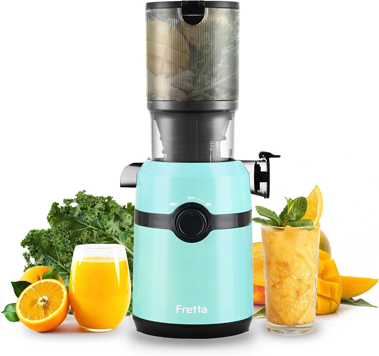 Fretta Slow Juicer - 108mm vulopening - 200W - BPA-vrij - Zwart