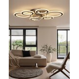 Moderne plafondventilatoren met verlichting en afstandsbediening, kristallen ring plafondventilatoren met lampen zomer winter omkeerbaar dimbaar licht geheugenfunctie 6 snelheden DC motor voor
