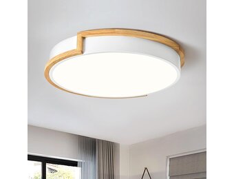 LED plafondlamp, witte plafondlamp 40cm, 36W lamp met hout voor slaapkamer, woonkamer, keuken, hal, eetkamer, 4000K