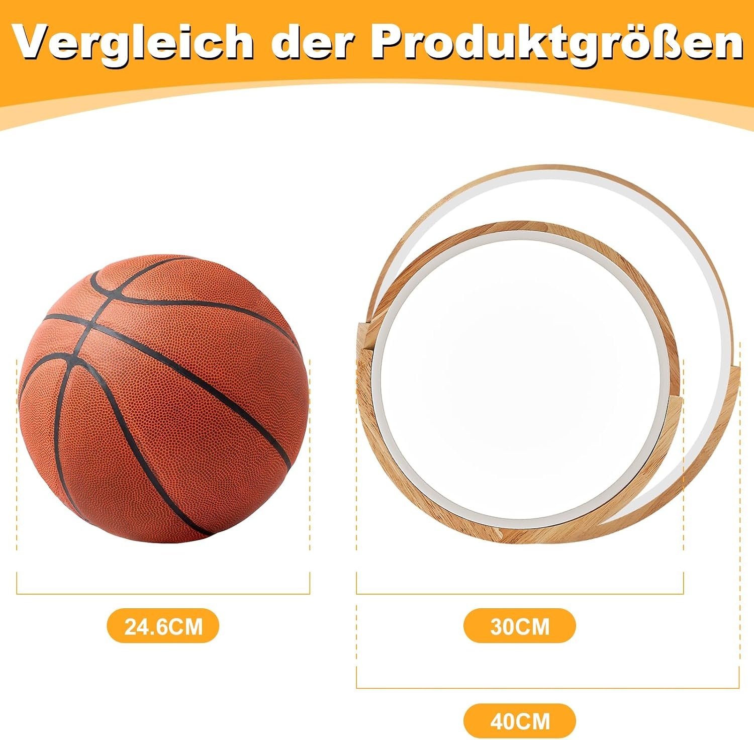 LED plafondlamp, witte plafondlamp 40cm, 36W lamp met hout voor slaapkamer, woonkamer, keuken, hal, eetkamer, 4000K