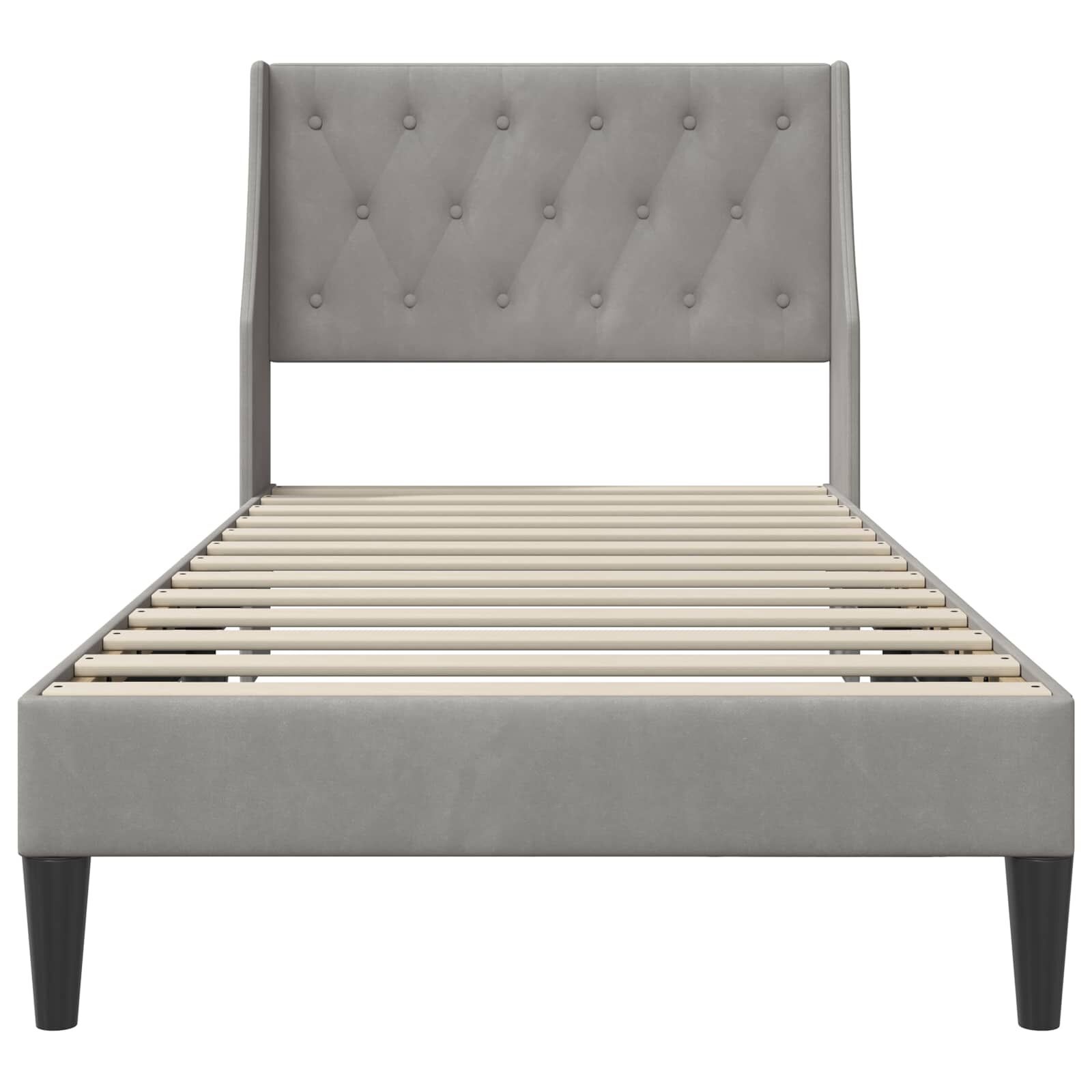 vidaXL Bedframe met hoofdeinde Lichtgrijs 90 x 200 cm Fluweel