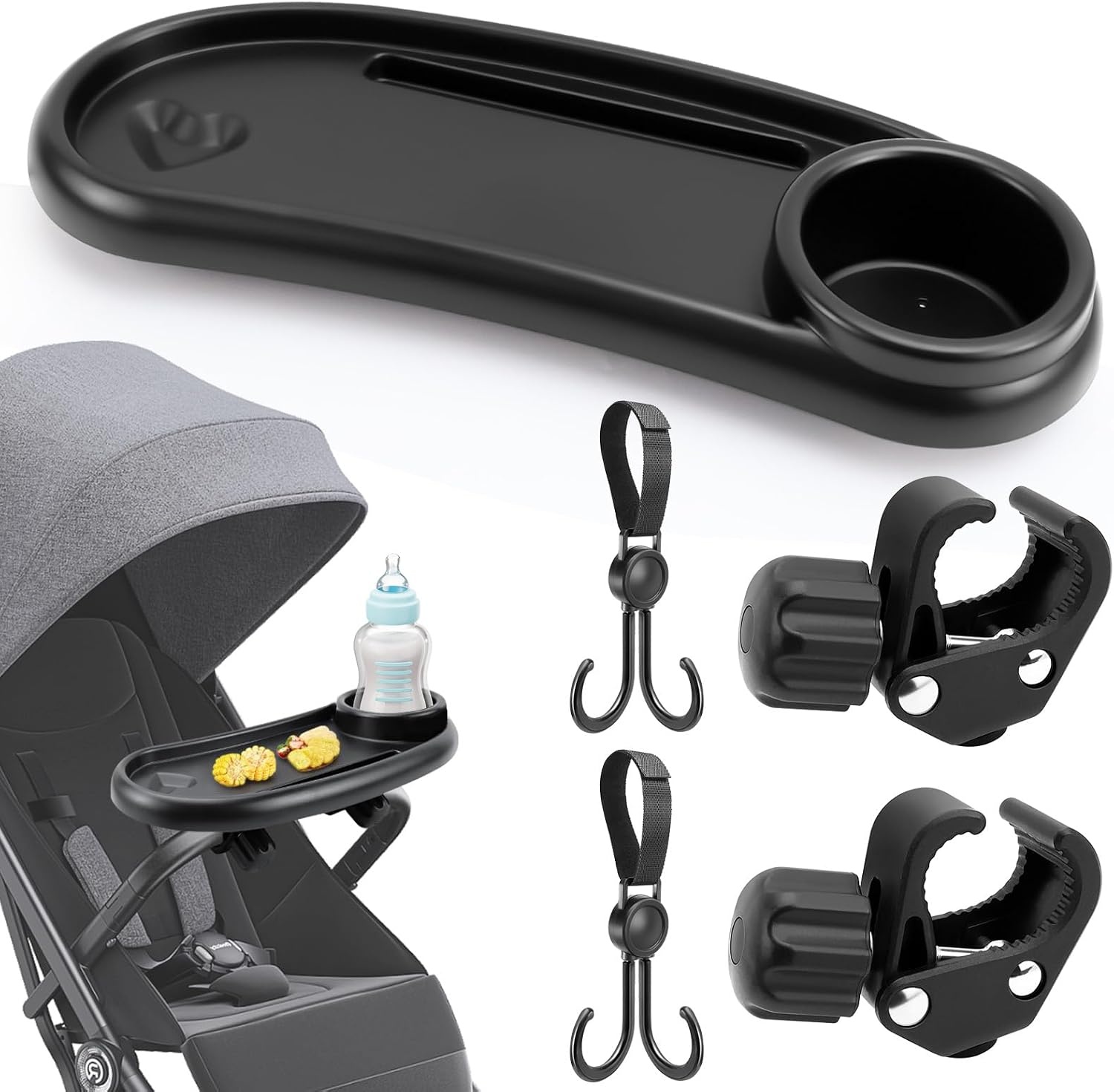 kinderwagen dienblad met 2 haken