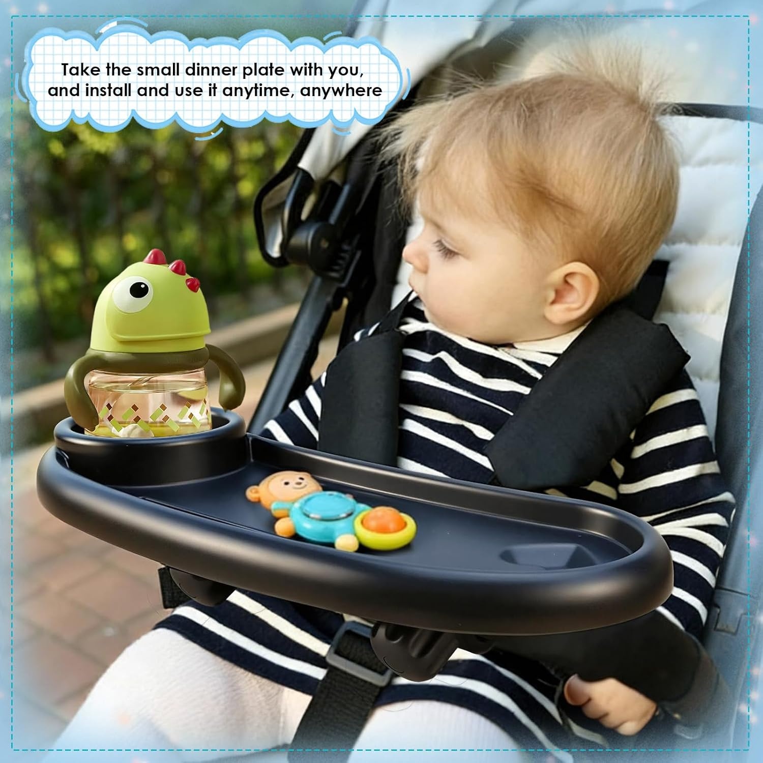 kinderwagen dienblad met 2 haken
