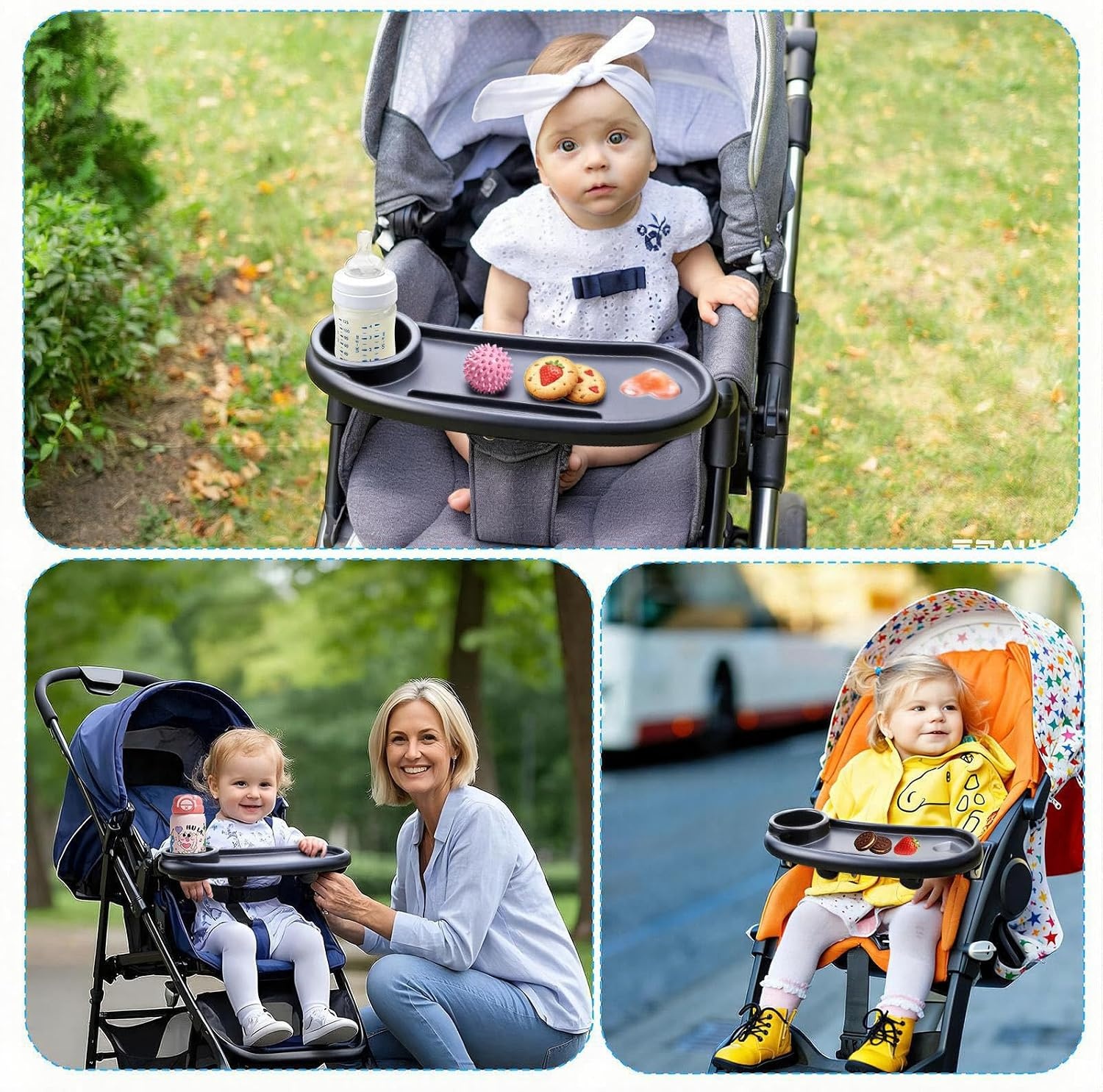 kinderwagen dienblad met 2 haken