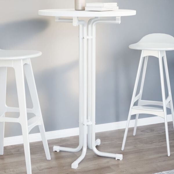 vidaXL Bartafel Ø 70x110 cm bewerkt hout en staal wit