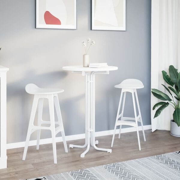 vidaXL Bartafel Ø 70x110 cm bewerkt hout en staal wit