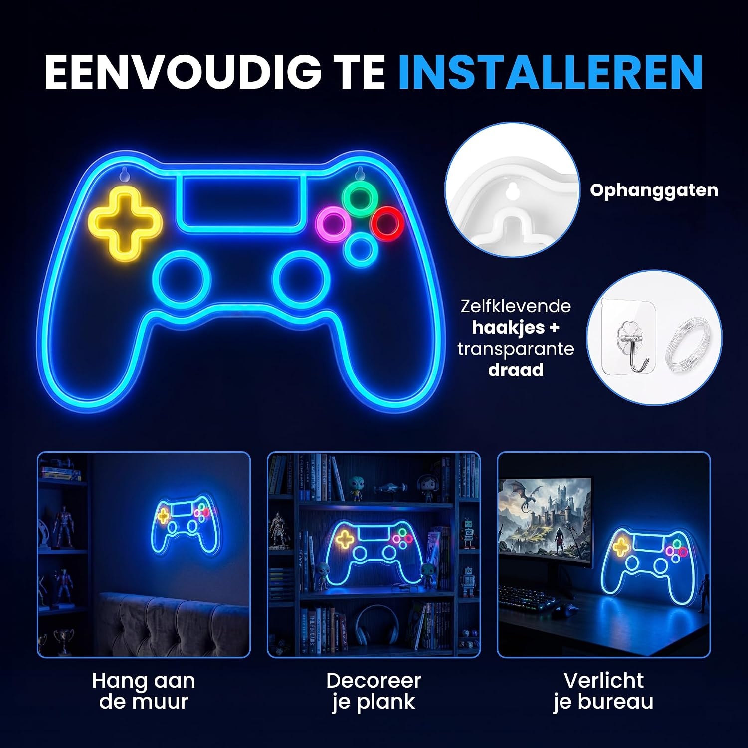 Gaming Neon Sign LED Lights Lamp, Game Jongens Kamer Decoratie Muur