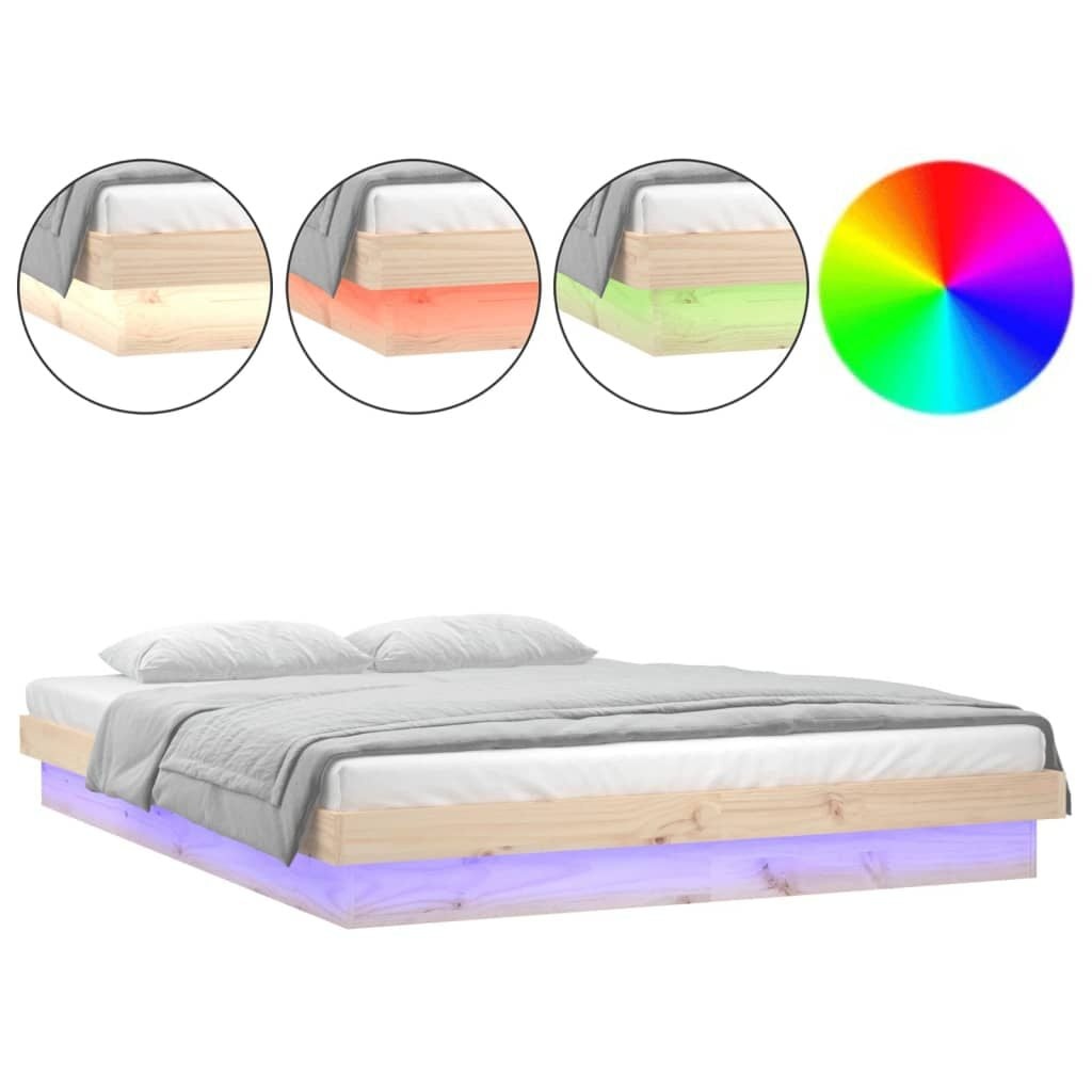 vidaXL Bedframe LED massief hout 120x200 cm