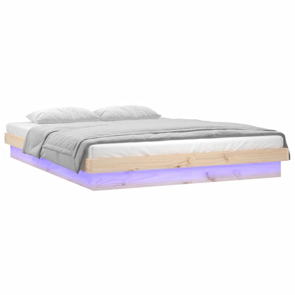 vidaXL Bedframe LED massief hout 120x200 cm