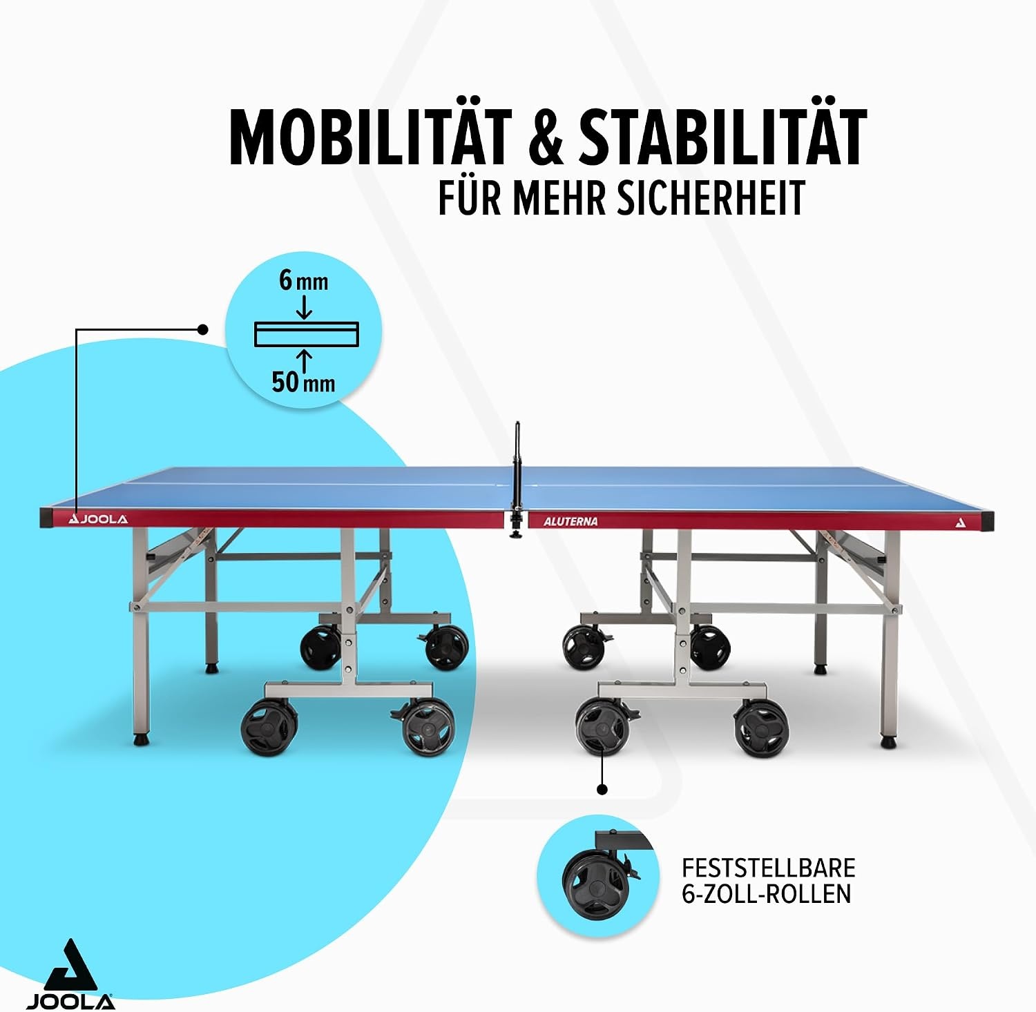 JOOLA Tafeltennistafel, professionele outdoor tafeltennistafel, weerbestendig, 6 mm aluminium kunststof composietoppervlak, inklapbaar onderstel, inclusief tafeltennisnet
