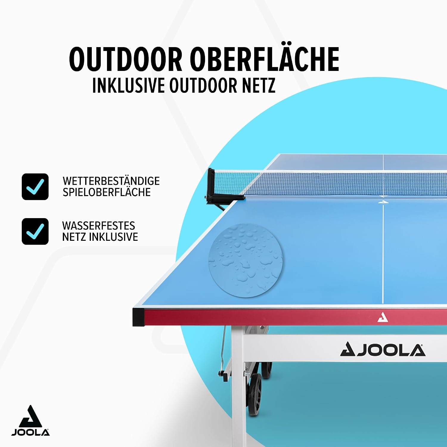 JOOLA Tafeltennistafel, professionele outdoor tafeltennistafel, weerbestendig, 6 mm aluminium kunststof composietoppervlak, inklapbaar onderstel, inclusief tafeltennisnet
