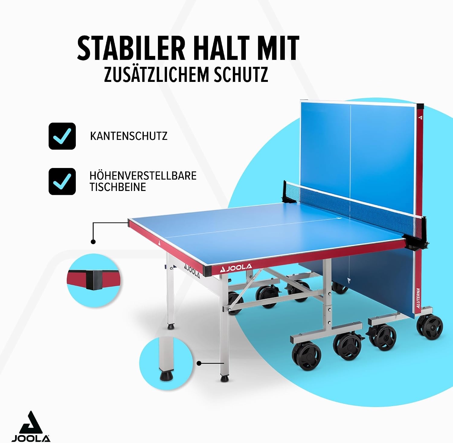 JOOLA Tafeltennistafel, professionele outdoor tafeltennistafel, weerbestendig, 6 mm aluminium kunststof composietoppervlak, inklapbaar onderstel, inclusief tafeltennisnet
