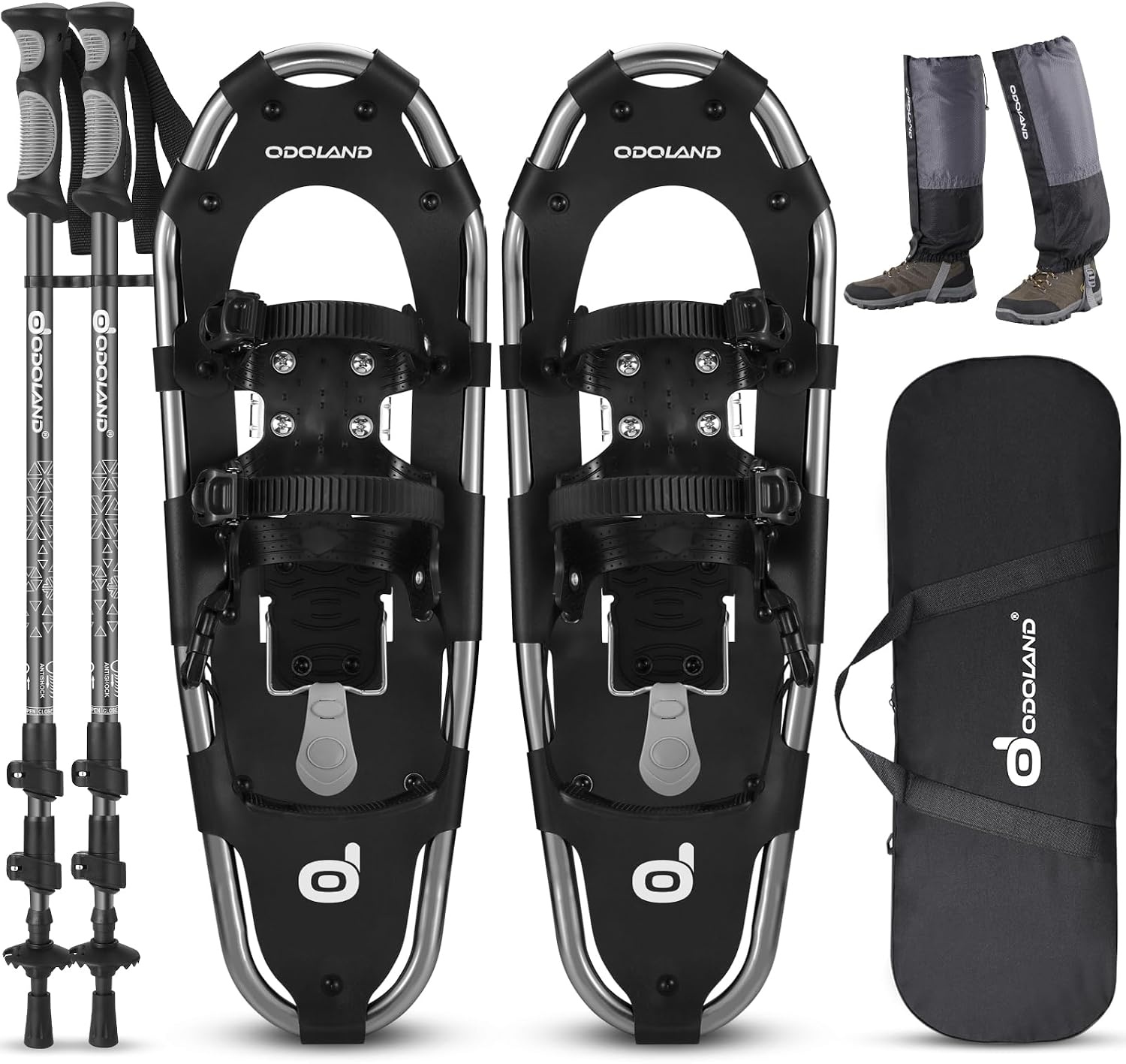 Odoland 4-in-1 Sneeuwschoen Set - Zwart - Maat M (63,5 cm)