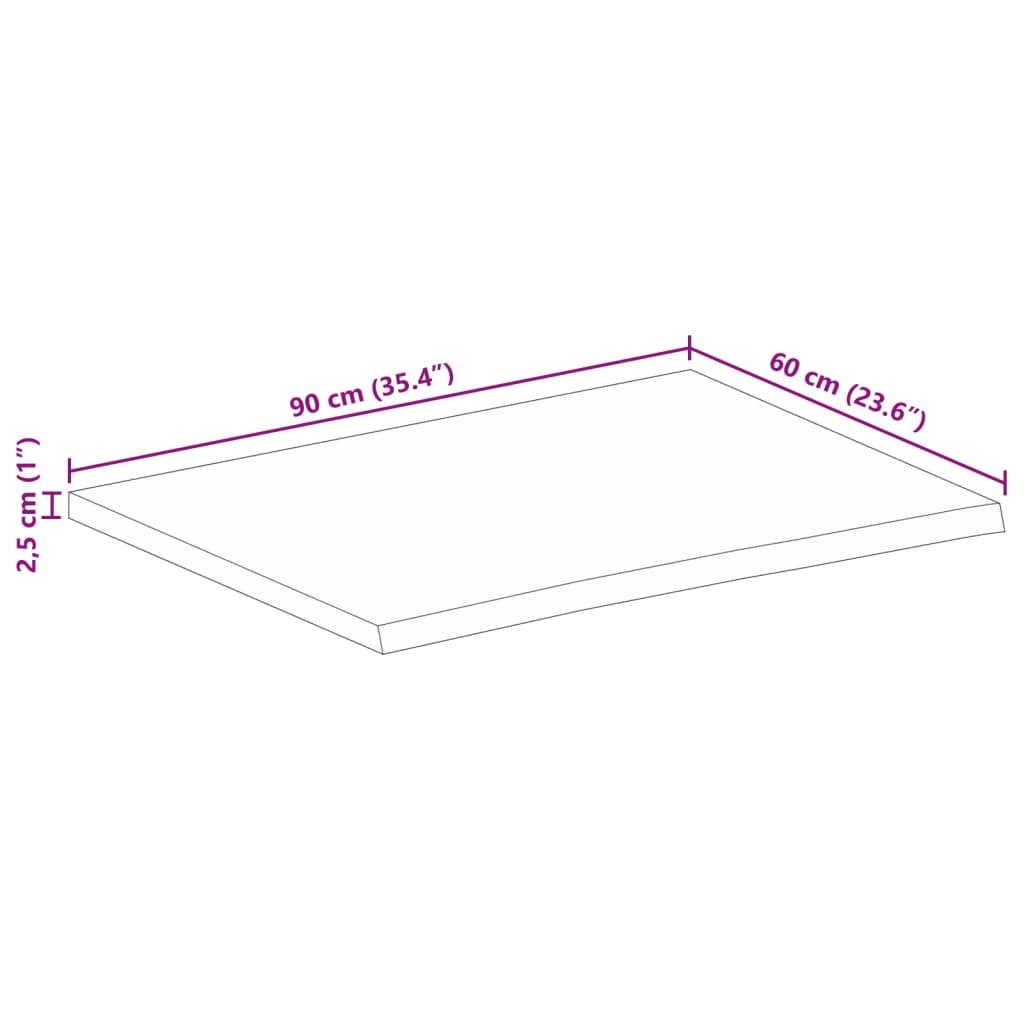 vidaXL Tafelblad met natuurlijke rand 90x60x2,5 cm massief mangohout