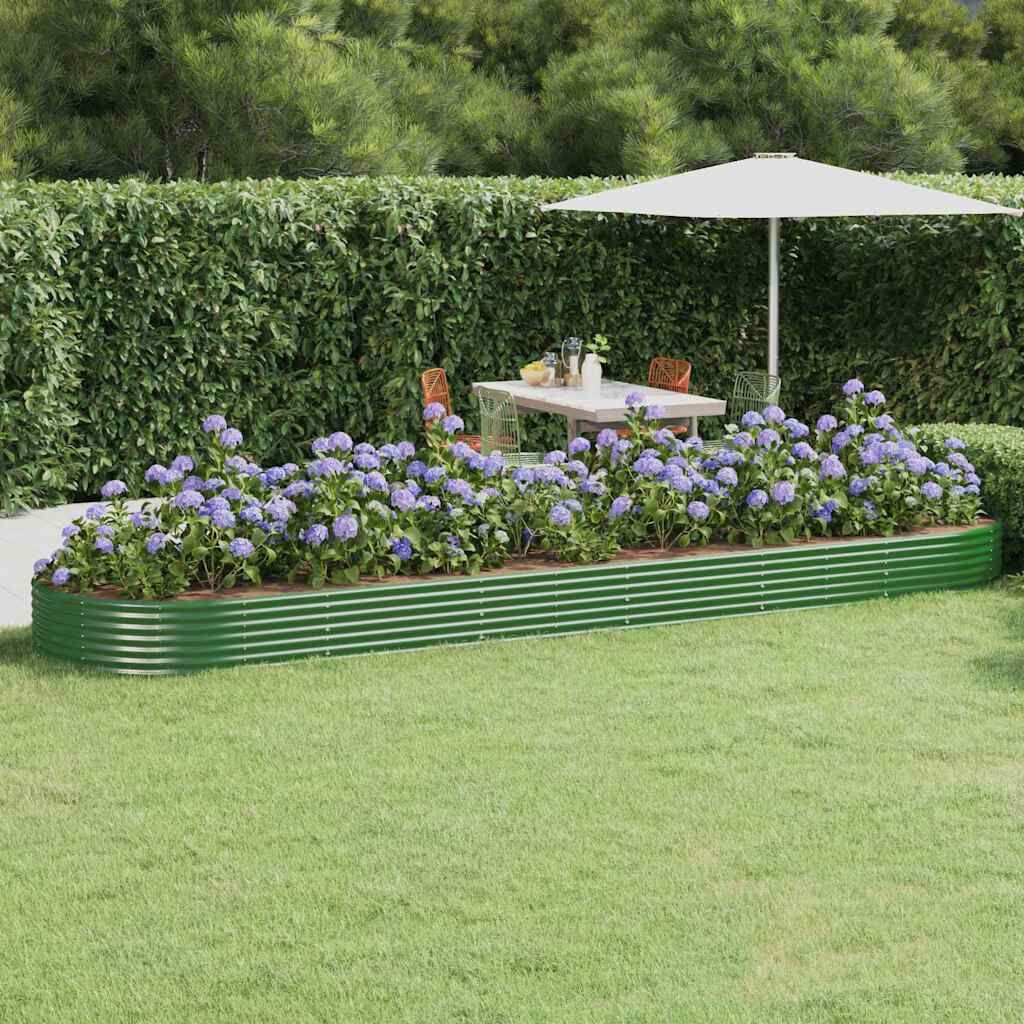 vidaXL Plantenbak 523x140x36 cm gegalvaniseerd staal groen