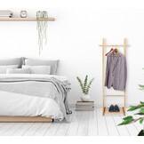Relaxdays kledingrek met schoenenrek, met stang, vrijstaand, garderoberek smal, HBD: 153 x 62 x 45 cm, hout, natuur