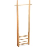 Relaxdays kledingrek met schoenenrek, met stang, vrijstaand, garderoberek smal, HBD: 153 x 62 x 45 cm, hout, natuur