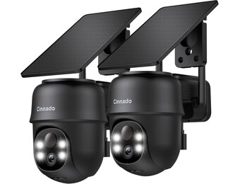 Bewakingscamera buiten 2K, accu, zonnepaneel, WiFi, PTZ, PIR, kleurnachtzicht, tweeweg-audio, IP65 waterdicht, draadloos, set van 2