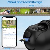 Bewakingscamera buiten 2K, accu, zonnepaneel, WiFi, PTZ, PIR, kleurnachtzicht, tweeweg-audio, IP65 waterdicht, draadloos, set van 2