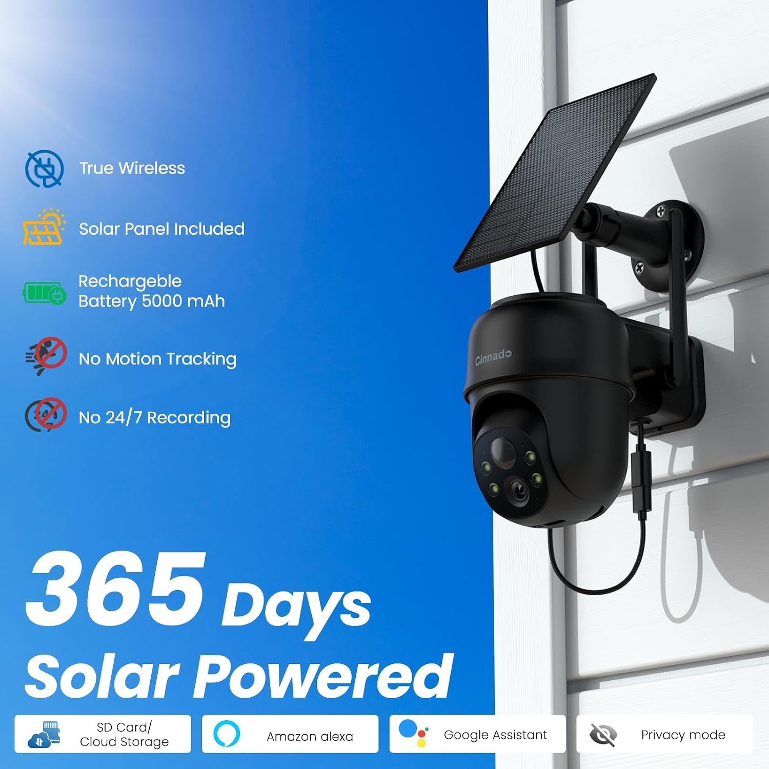 Bewakingscamera buiten 2K, accu, zonnepaneel, WiFi, PTZ, PIR, kleurnachtzicht, tweeweg-audio, IP65 waterdicht, draadloos, set van 2