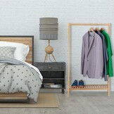 Relaxdays Kledingrek van bamboe met schoenenplank - 120 x 67 x 35 cm - Natuur