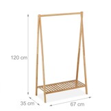 Relaxdays Kledingrek van bamboe met schoenenplank - 120 x 67 x 35 cm - Natuur