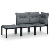 Loungeset met Kussens Poly Rattan Zwart/Grijs - 72% Korting!