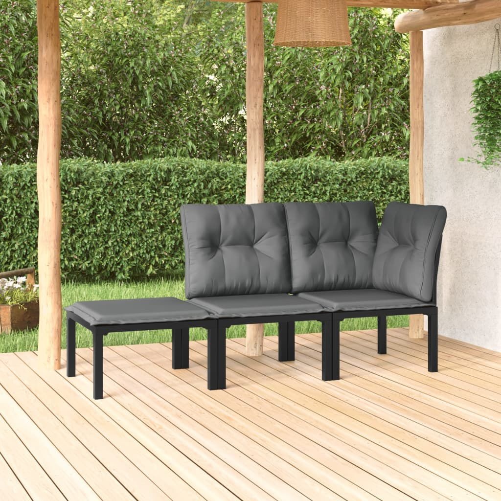 Loungeset met Kussens Poly Rattan Zwart/Grijs - 72% Korting!