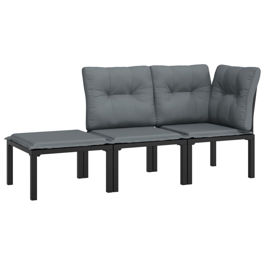 Loungeset met Kussens Poly Rattan Zwart/Grijs - 72% Korting!