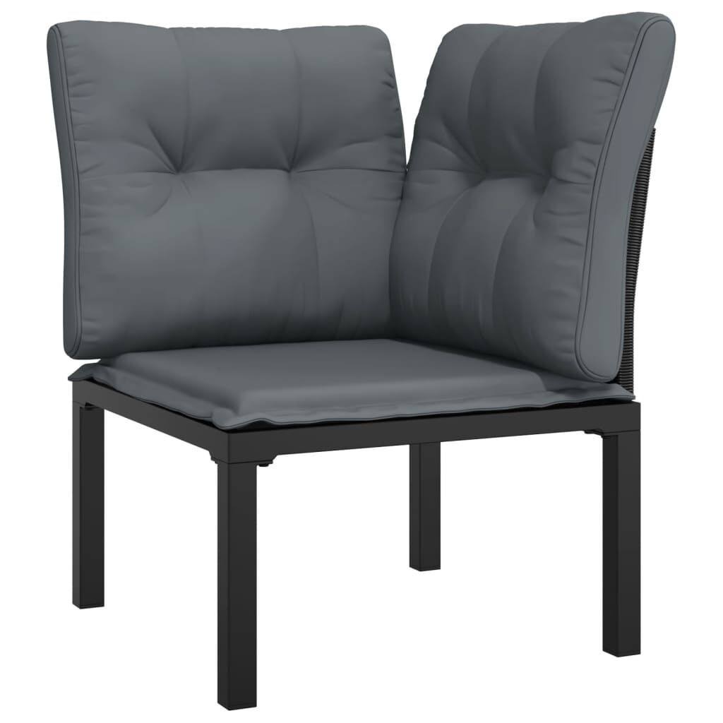 Loungeset met Kussens Poly Rattan Zwart/Grijs - 72% Korting!