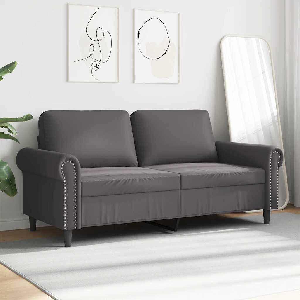 vidaXL Tweezitsbank 140 cm kunstleer grijs