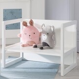 roba Bank in landelijke stijl voor kinderen - omkeerbaar bankje met 2 zithoogtes - kan als kindertafel worden gebruikt - wit hout