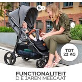Kinderkraft GRANDE PLUS Kinderkraft kinderwagen vanaf de geboorte tot 22 kg, opvouwbaar met één hand, verstelbare positie, grote luifel met raam, alle 4 wielen voorzien van kussens, ruime stoel, grijs