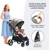 Kinderkraft GRANDE PLUS Kinderkraft kinderwagen vanaf de geboorte tot 22 kg, opvouwbaar met één hand, verstelbare positie, grote luifel met raam, alle 4 wielen voorzien van kussens, ruime stoel, grijs