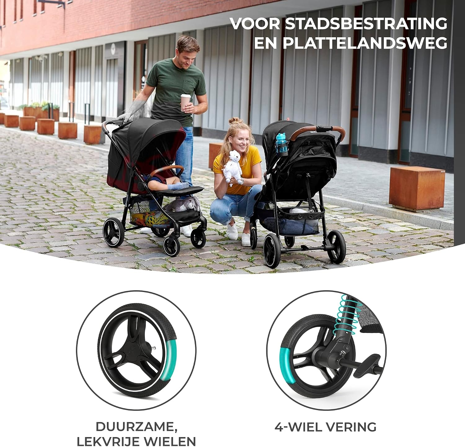 Kinderkraft GRANDE PLUS Kinderkraft kinderwagen vanaf de geboorte tot 22 kg, opvouwbaar met één hand, verstelbare positie, grote luifel met raam, alle 4 wielen voorzien van kussens, ruime stoel, grijs