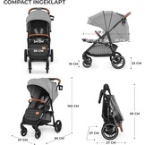 Kinderkraft GRANDE PLUS Kinderkraft kinderwagen vanaf de geboorte tot 22 kg, opvouwbaar met één hand, verstelbare positie, grote luifel met raam, alle 4 wielen voorzien van kussens, ruime stoel, grijs