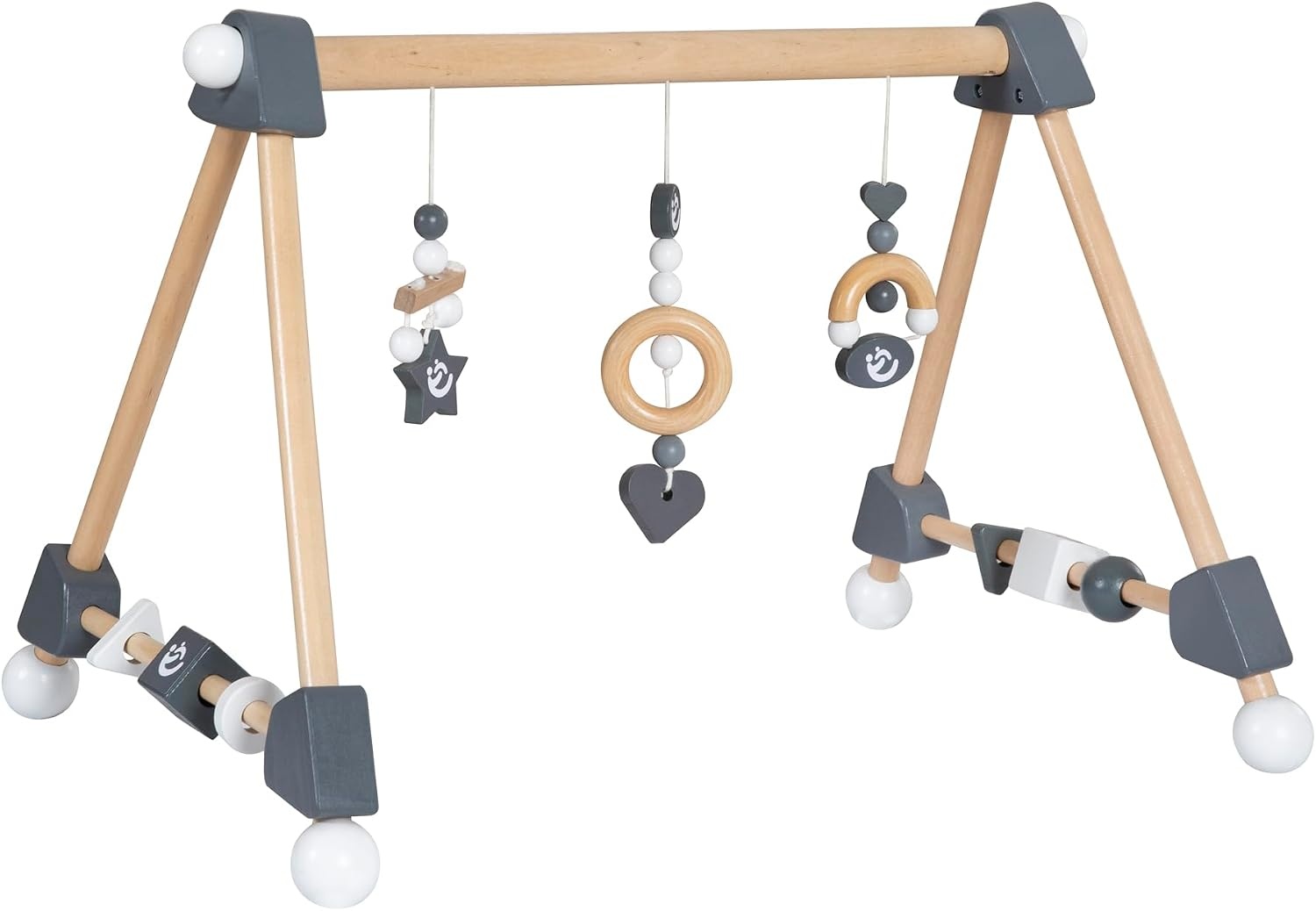 roba Houten Baby Speelboog Rock Star Baby 3 - Speeltrapeze met 3 Hangers en Draaibare Vormen - Stevige Activity Center - Natuurlijk / Antraciet