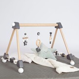 roba Houten Baby Speelboog Rock Star Baby 3 - Speeltrapeze met 3 Hangers en Draaibare Vormen - Stevige Activity Center - Natuurlijk / Antraciet
