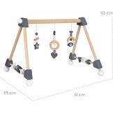 roba Houten Baby Speelboog Rock Star Baby 3 - Speeltrapeze met 3 Hangers en Draaibare Vormen - Stevige Activity Center - Natuurlijk / Antraciet