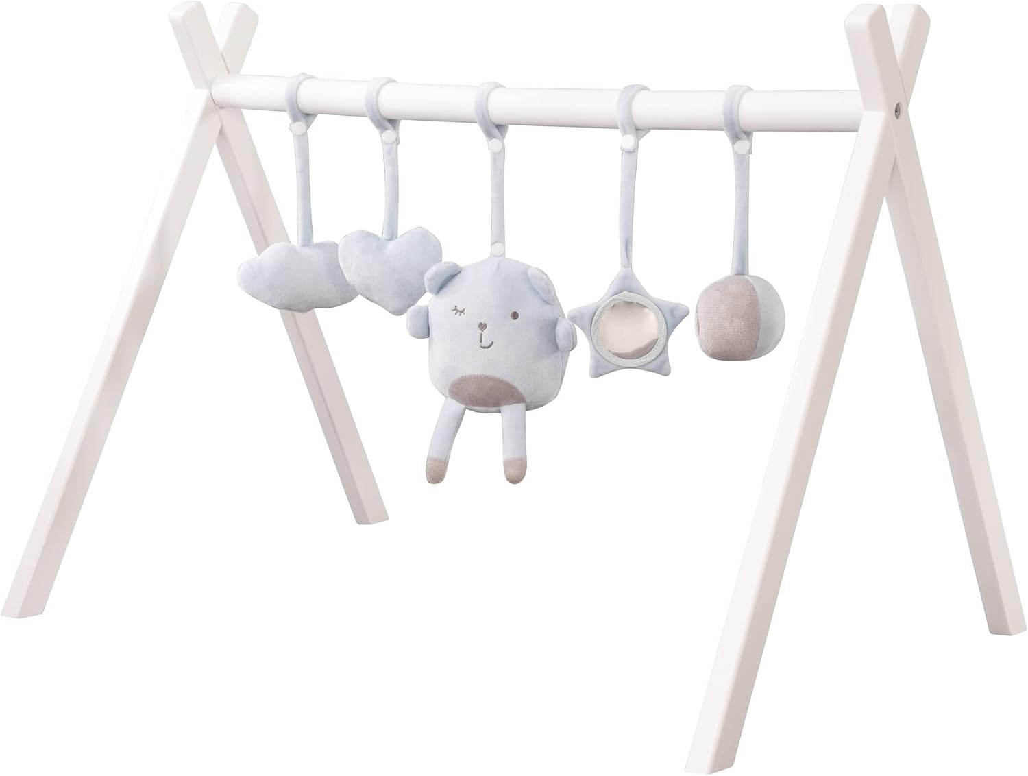 roba Houten Baby Speelboog Rock Star Baby 3 - Speeltrapeze met 3 Hangers en Draaibare Vormen - Stevige Activity Center - Natuurlijk / Antraciet