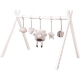 roba Houten Baby Speelboog Rock Star Baby 3 - Speeltrapeze met 3 Hangers en Draaibare Vormen - Stevige Activity Center - Natuurlijk / Antraciet