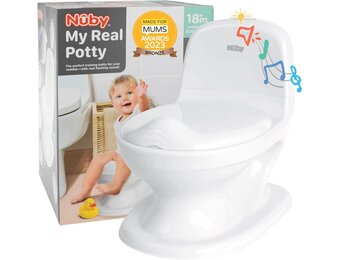 Nuby Dr. Talbot's - My Real Potty - Kinderpotje met doorspoelgeluid - Toilettrainer voor kinderen - Met echt geluid en inclusief batterijen - Toilet Wit - 18+ maanden